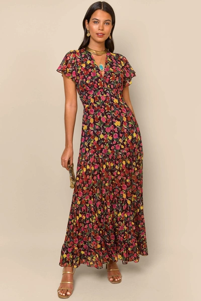 Rixo London Delicia Floral-print Maxi Dress In Maroon