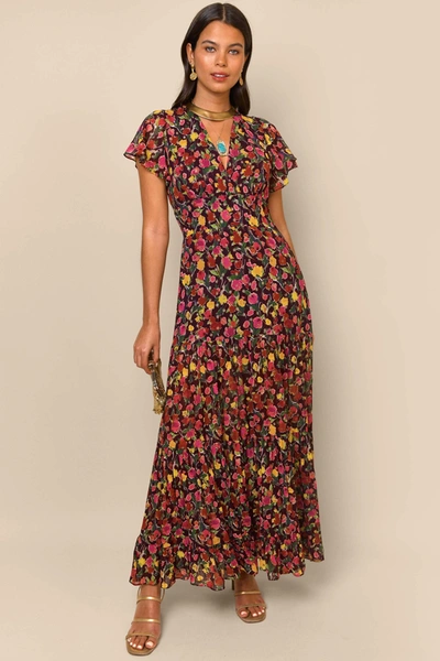 Rixo London Delicia Floral-print Maxi Dress In Fontainhas Floral Maroon