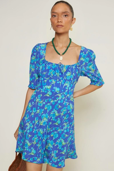 Rixo London Lilita Printed Silk Georgette Minidress In Blue