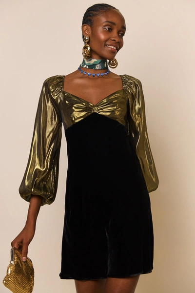 Rixo London Rixo Womens Gold Paris Sweetheart-neck Woven Mini Dress
