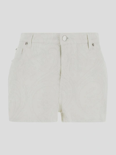 Etro Paisley Jeans Shorts In White
