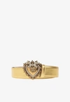 Dolce & Gabbana Devotion Metallic Leather Belt In Gold