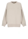 Lanvin Cape-back V Irgin-wool Blend Jumper In Beige
