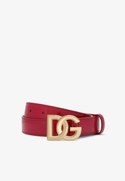 DOLCE & GABBANA DG LOGO PATENT LEATHER BELT