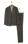 ENGLISH LAUNDRY TRIM FIT GREEN PLAID TWO BUTTON PEAK LAPEL SUIT