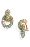 OSCAR DE LA RENTA FORTUNA CRYSTAL DROP CLIP-ON EARRINGS