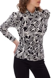 DIANE VON FURSTENBERG DOHA PRINT PUFF SHOULDER MOCK NECK TOP