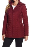 Gallery Hooded Quilt Jacket In Merlot