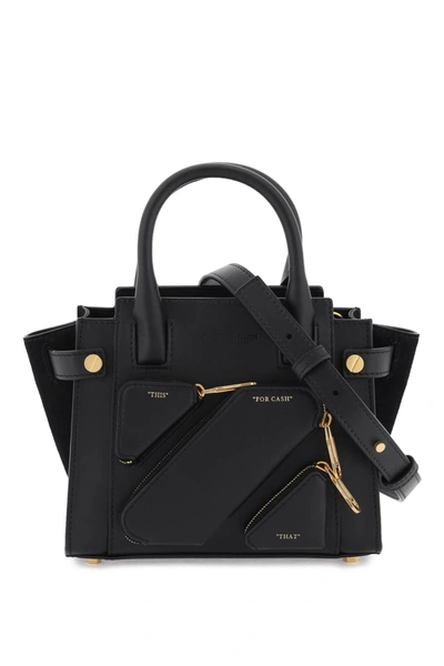 Off-white Leather Small City Tote Bag In Black (black)