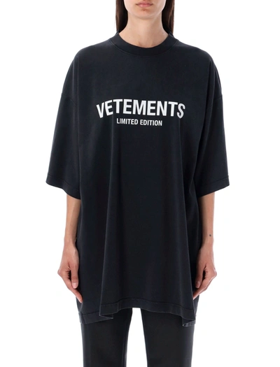Vetements Logo Print Short-sleeve T-shirt In Washed Black,white