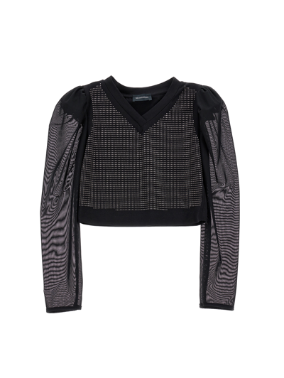 Monnalisa Tulle And Studs Top In Black