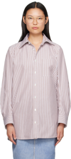 Bottega Veneta Brown Striped Shirt In 2668 Camel Dk Brown