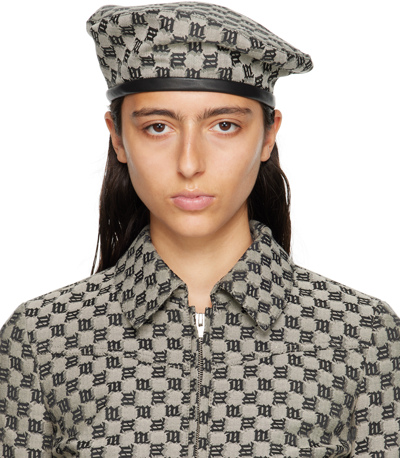 Misbhv Monogram Jacquard Drawstring Beret In Mlc