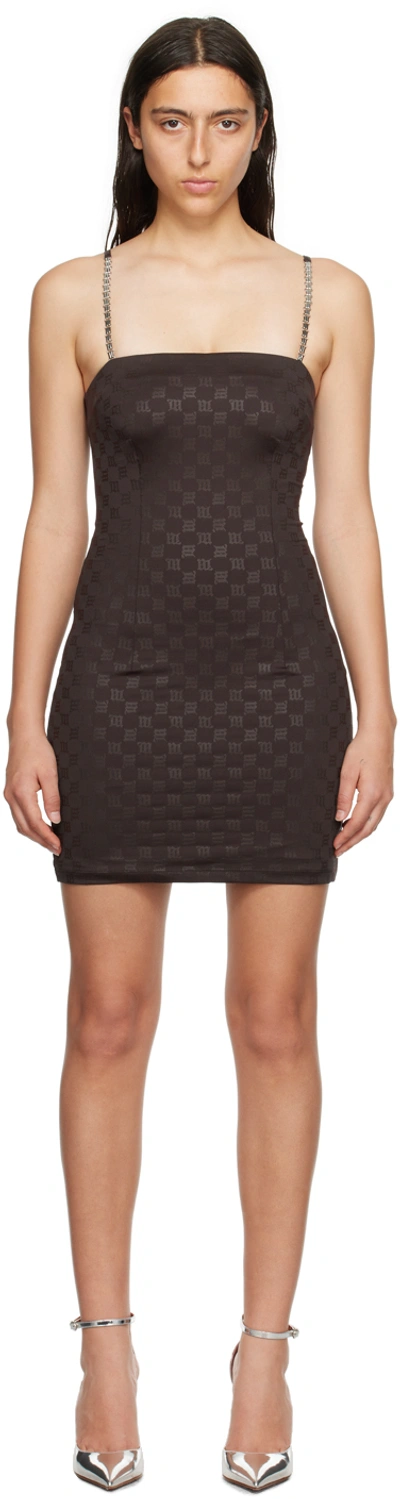 Misbhv Brown Monogram Minidress In Wenge