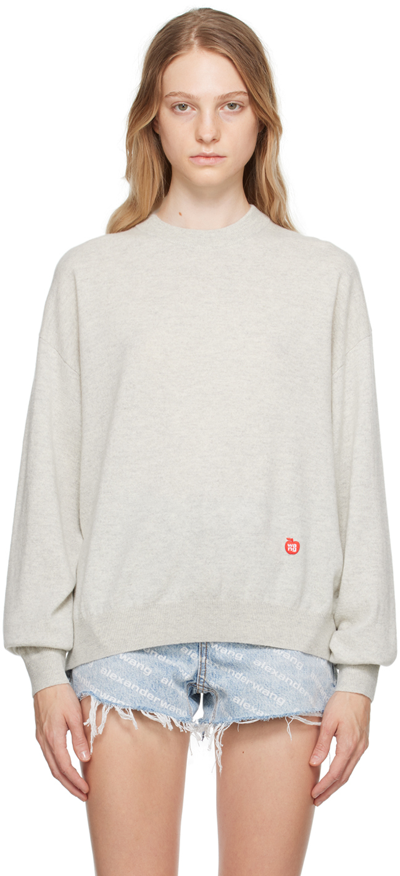 Alexander Wang Gray Patch Sweater In 139 Ivory Melange