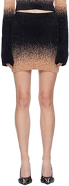 Ottolinger Black & Pink Gradient Miniskirt In Black/white/rose