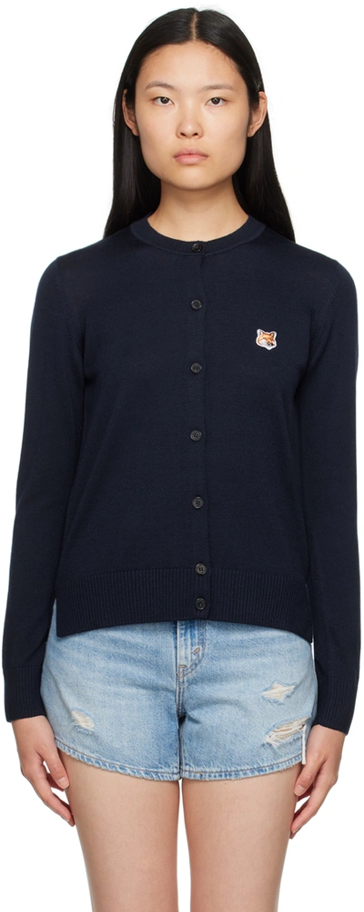 Maison Kitsuné Navy Fox Head Cardigan In Blue | ModeSens