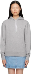 Maison Kitsuné Gray Fox Head Hoodie In Grey Melange