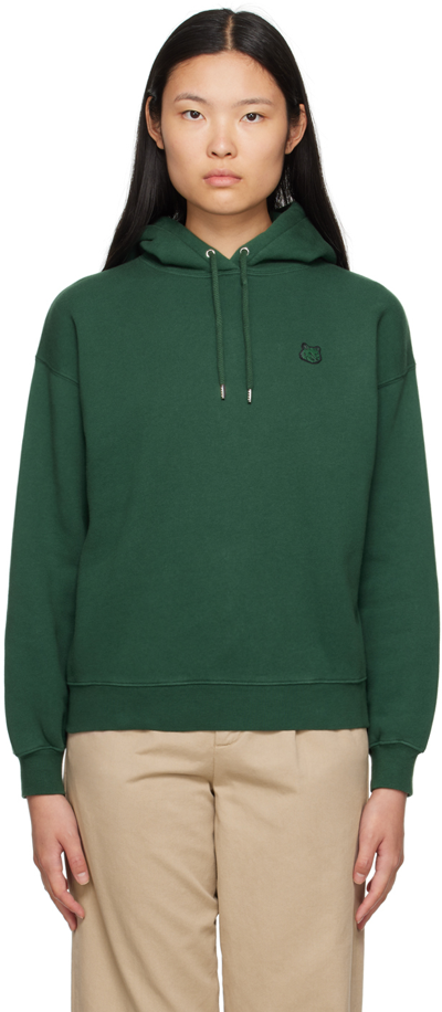 Maison Kitsuné Fox Head Patch Hoodie In Green