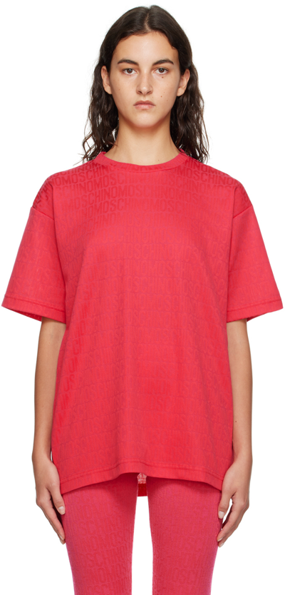Moschino Pink All Over T-shirt In A1217 Fp Fucsia