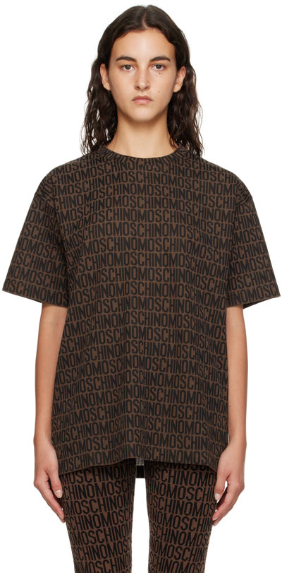 Moschino Logo T-shirt In Brown