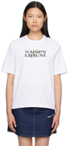 Maison Kitsuné Floral Logo Embroidery T-shirt In White