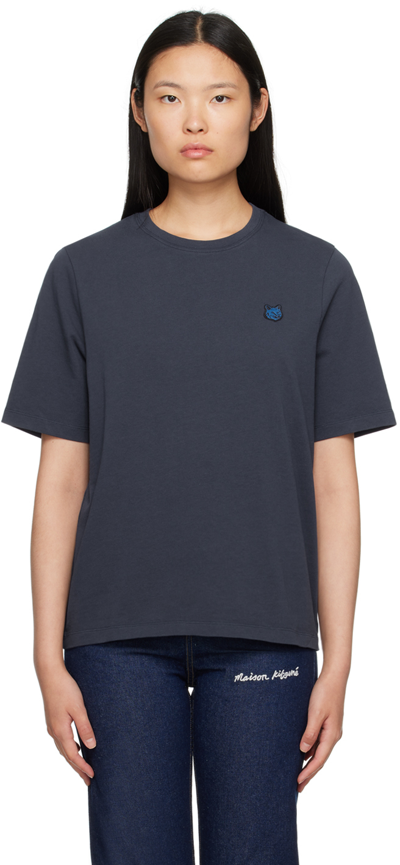 Maison Kitsuné Navy Bold Fox Head T-shirt In Ink Blue