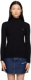 MAISON KITSUNÉ BLACK BOLD FOX HEAD TURTLENECK