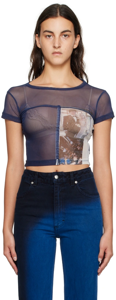 Eckhaus Latta Navy Prom T-shirt In Patchwork