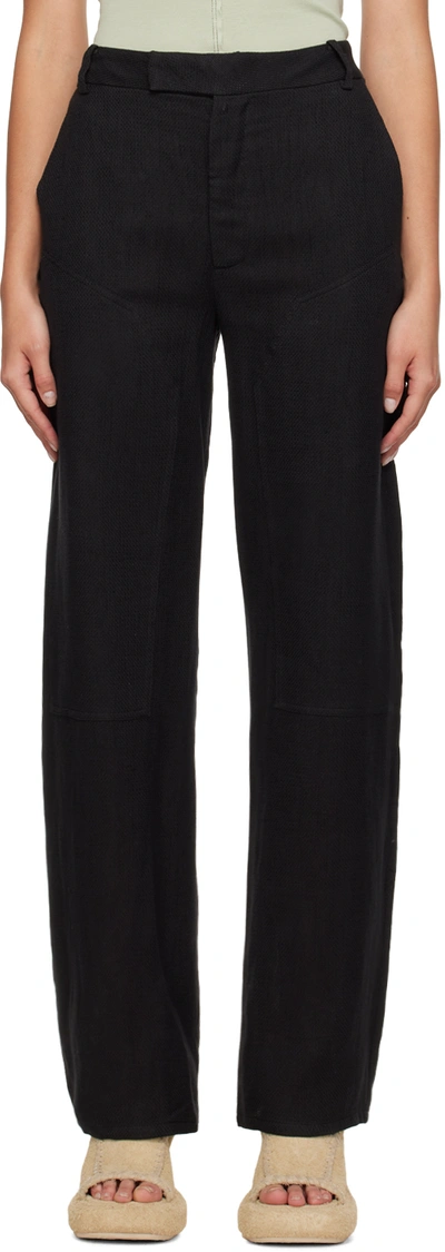 Eckhaus Latta Reinforced Cotton & Linen Relaxed Fit Trousers In Coal