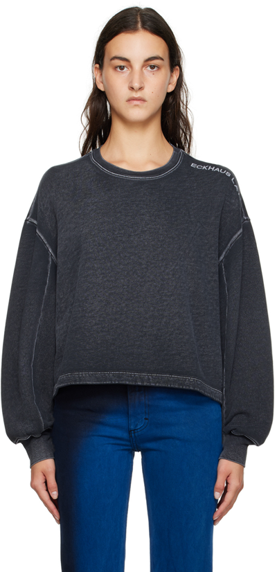 Eckhaus Latta Gray Cropped Sweatshirt In Charcoal