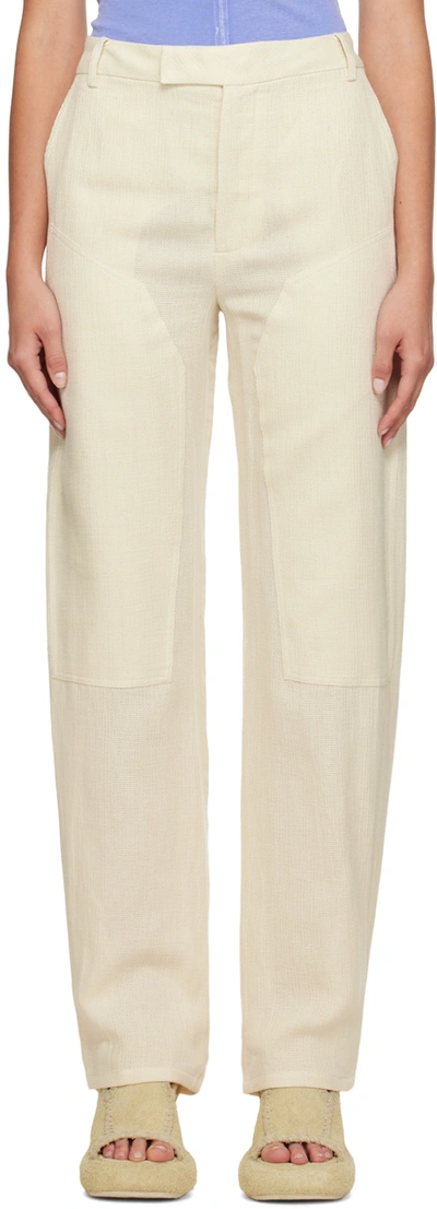 Eckhaus Latta Off-white Relaxed-fit Trousers In Natural