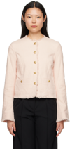 Rag & Bone Carmen Womens Tweed Frayed Collarless Blazer In Pink