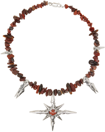 Misbhv Brown & Silver Mystical Spike Necklace In Silver/black