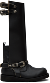 ANDERSSON BELL BLACK HEATHER CUTOUT LEATHER BOOTS