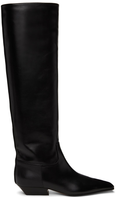 Khaite Marfa Leather Knee Western Boots In Black