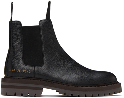 Common Projects Black Leather Chelsea Boots In 7547 Black