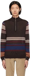 PAUL SMITH BROWN STRIPED SWEATER