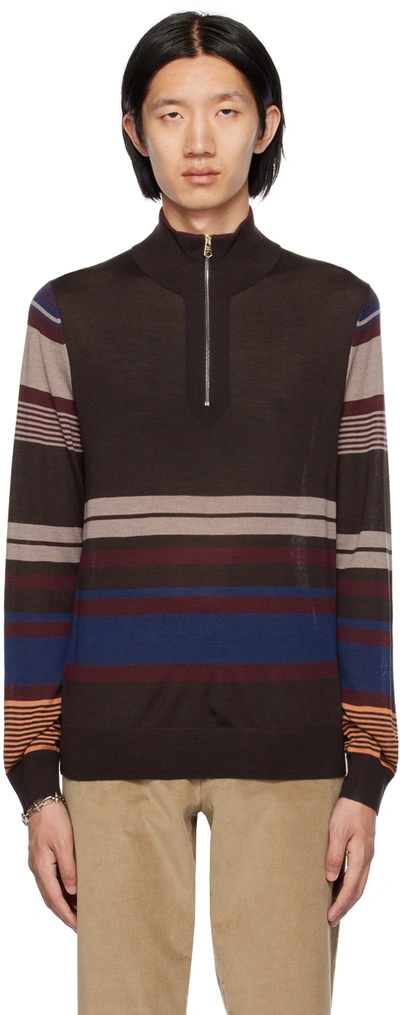 Paul Smith Brown Striped Sweater In 69 Browns