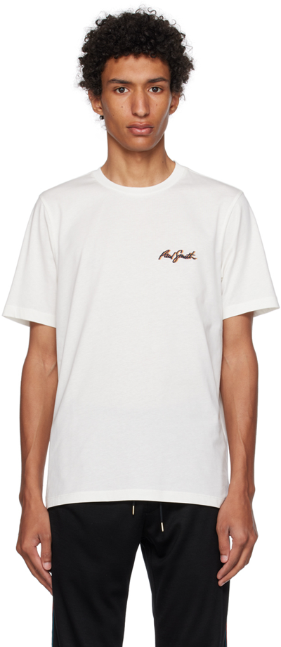 Paul Smith White Embroidered T-shirt In 01 White