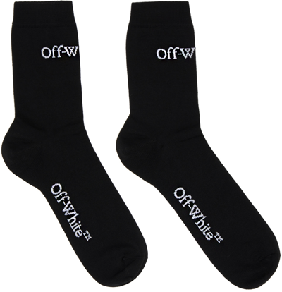 Off-white Black Small Logo Socks In Black White