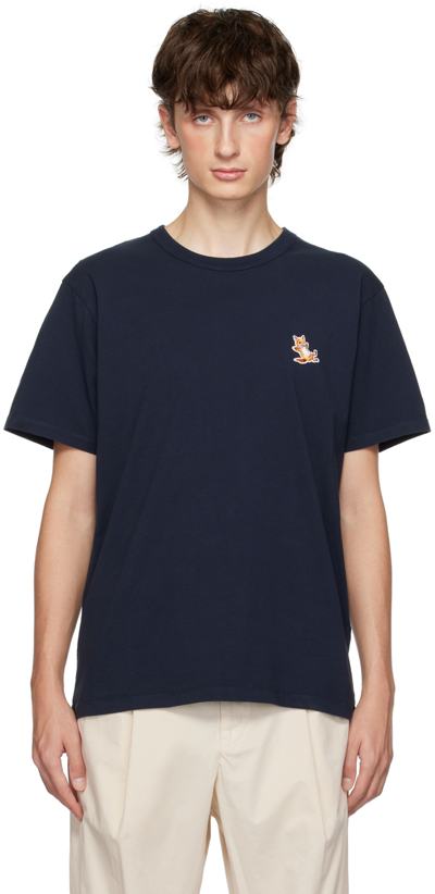 Maison Kitsuné Chillax Fox Patch T-shirt In P199 Black