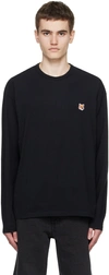Maison Kitsuné Black Fox Head Long Sleeve T-shirt In P199 Black