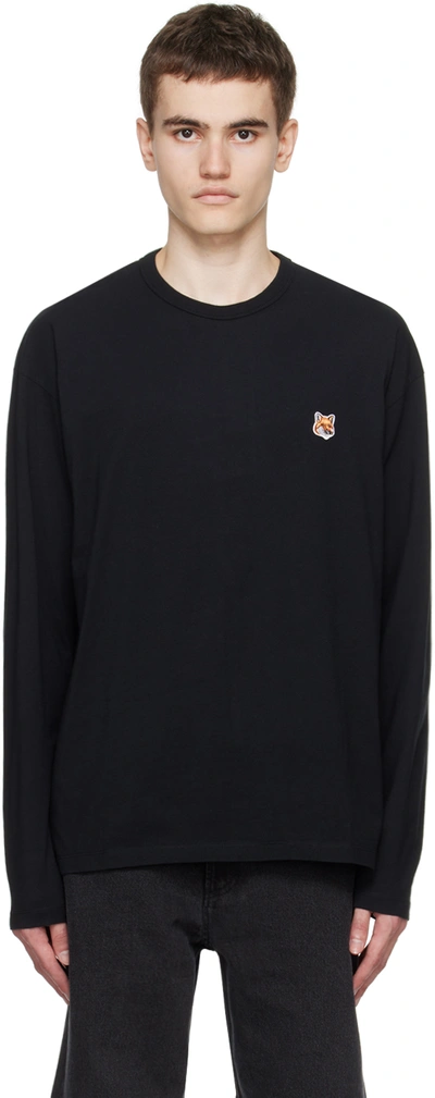 Maison Kitsuné Black Fox Head Long Sleeve T-shirt In P199 Black