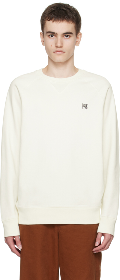 Maison Kitsuné White Fox Head Sweatshirt In P700 Ecru