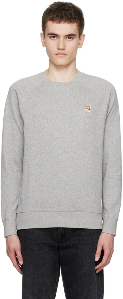 Maison Kitsuné Gray Fox Head Sweatshirt In H150 Grey Melange
