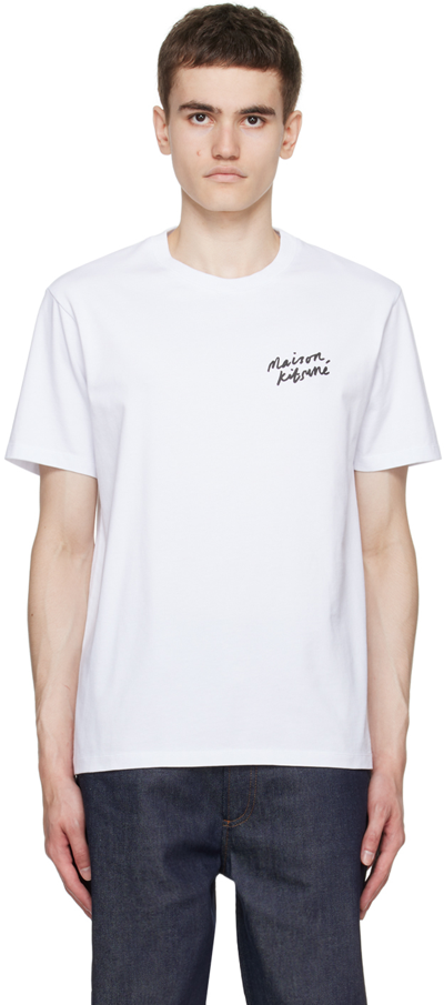 Maison Kitsuné Handwriting Logo Cotton-jersey T-shirt In White
