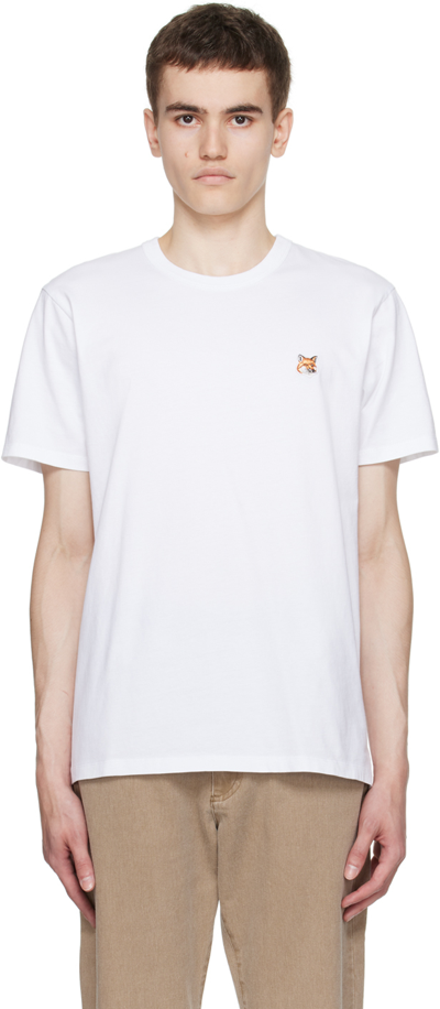 Maison Kitsuné Maison Kitsune Fox Head Patch T Shirt White