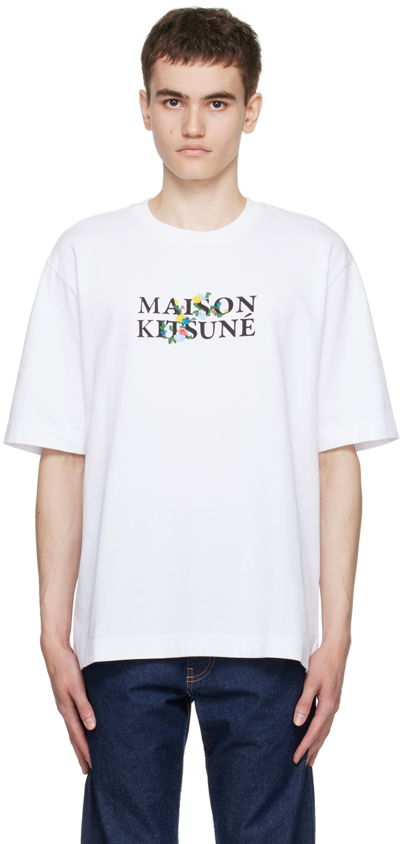 Maison Kitsuné Flowers Oversize Tee-shirt In White