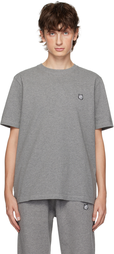 Maison Kitsuné Fox Head Patch Tee-shirt In Grey